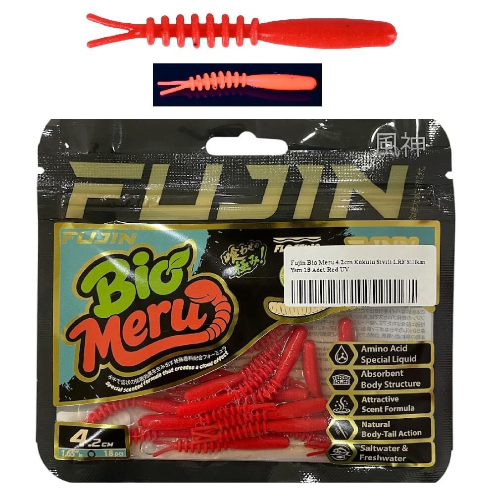 Fujin Bio Meru 4.2cm Kokulu Sıvılı LRF Silikon Yem 18 Adet Red UV