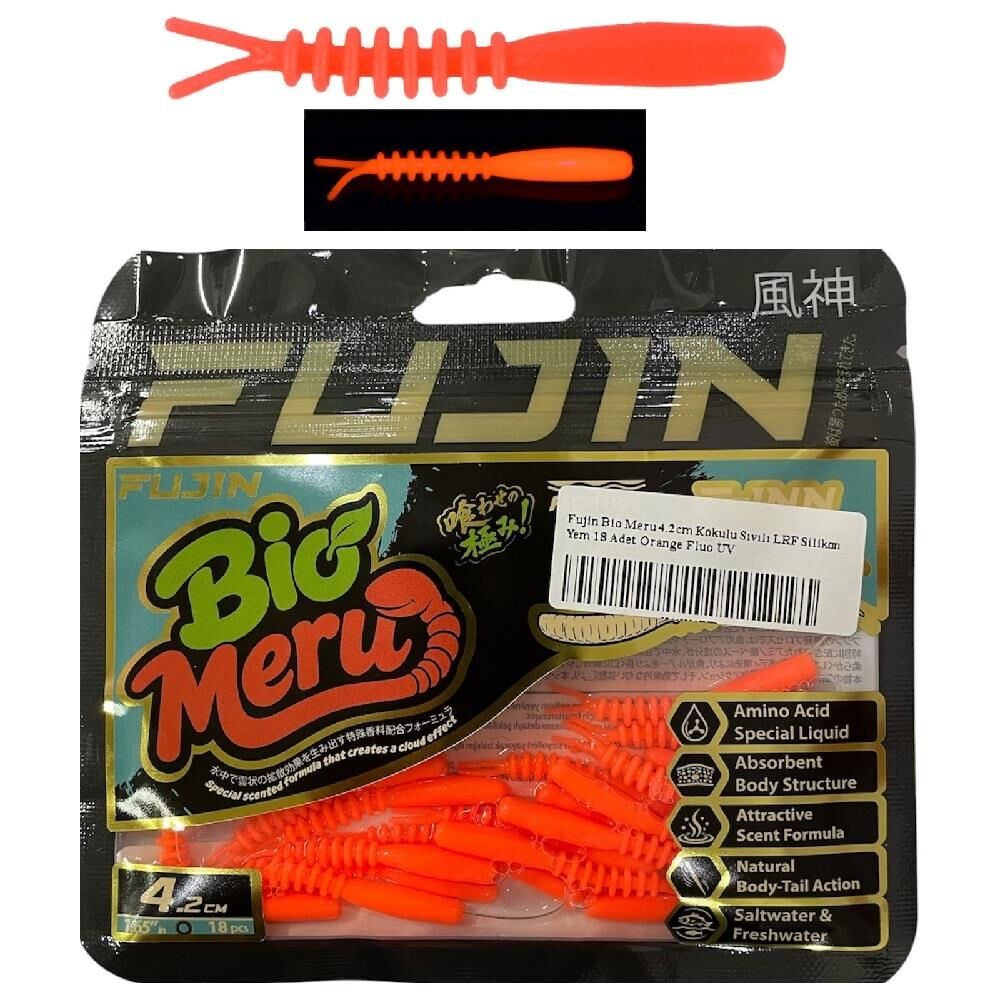 Fujin Bio Meru 4.2cm Kokulu Sıvılı LRF Silikon Yem 18 Adet Orange Fluo UV