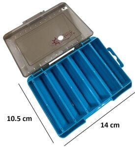 Captain 7223 Çift Taraflı Maket Yem Kutusu 12 Gözlü 14x10.5x3cm Mavi