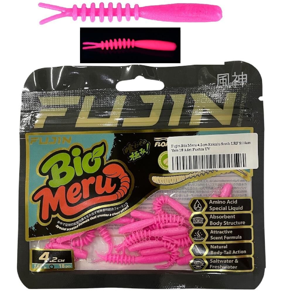 Fujin Bio Meru 4.2cm Kokulu Sıvılı LRF Silikon Yem 18 Adet Fushia UV