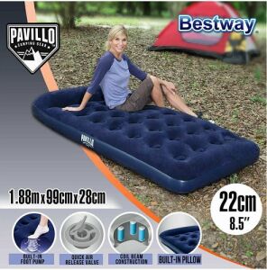 Pavillo 67224 Kendinden Pompalı Tek Kişilik Şişme Yatak Mavi