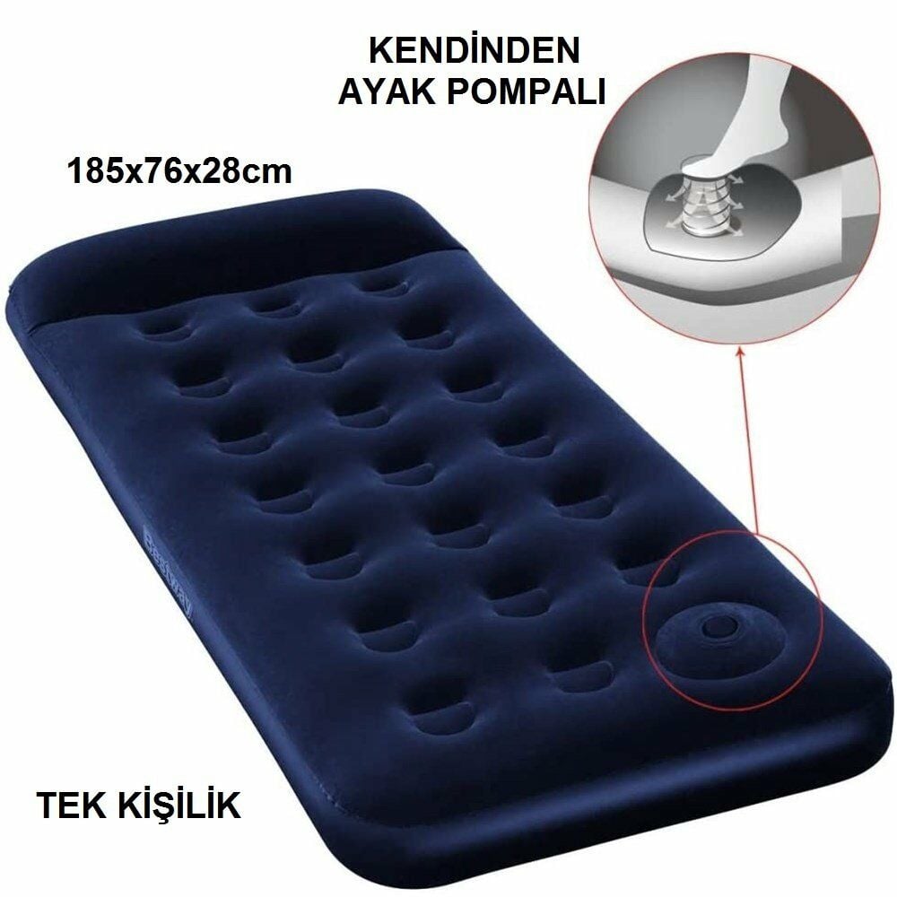 Pavillo 67223 Kendinden Pompalı Tek Kişilik Şişme Yatak Mavi