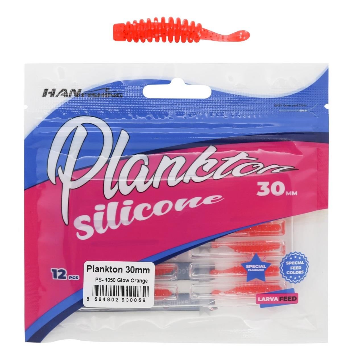 Hanfish Plankton 30mm 3cm LRF Silikon Yem 12 Adet PS1050 Glow Orange