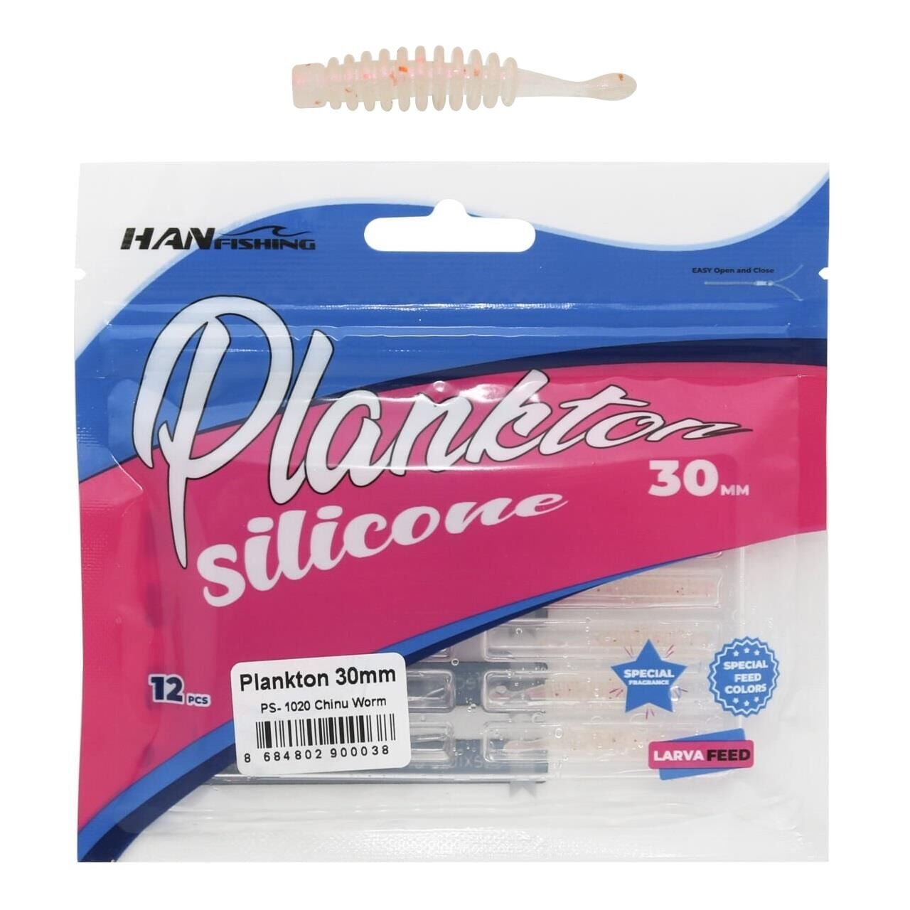 Hanfish Plankton 30mm 3cm LRF Silikon Yem 12 Adet PS1020 Chinu Worm