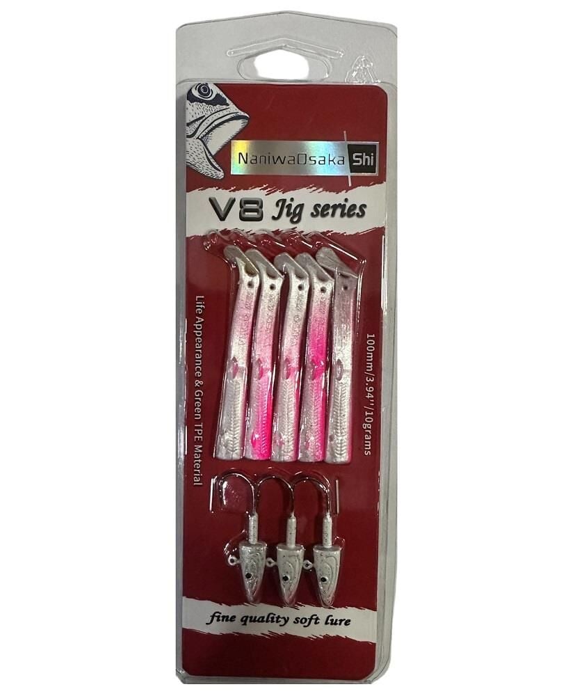 NaniwaOsakaShi V8 Jig Series 10cm 10gr Silikon Yem (3+5) Glow Pink Glitter