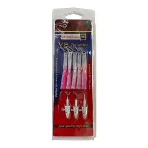 NaniwaOsakaShi V8 10cm 10gr 3 Jighead + 5 Silikon Yem Seti Glow Pink Glitter