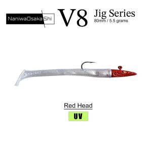 NaniwaOsakaShi V8 8cm 5.5gr 3 Jighead + 5 Silikon Yem Seti Red Head