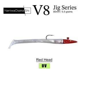 NaniwaOsakaShi V8 8cm 5.5gr 3 Jighead + 5 Silikon Yem Seti Red Head