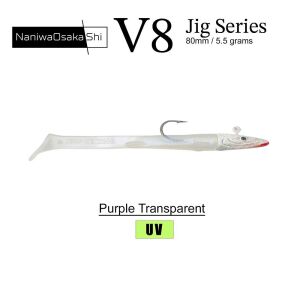 NaniwaOsakaShi V8 8cm 5.5gr 3 Jighead + 5 Silikon Yem Seti Purple Transparent