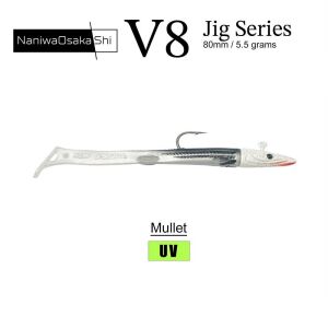NaniwaOsakaShi V8 8cm 5.5gr 3 Jighead + 5 Silikon Yem Seti Mullet