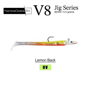 NaniwaOsakaShi V8 8cm 5.5gr 3 Jighead + 5 Silikon Yem Seti Lemon Back