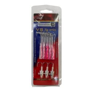 NaniwaOsakaShi V8 8cm 5.5gr 3 Jighead + 5 Silikon Yem Seti Glow Pink Glitter