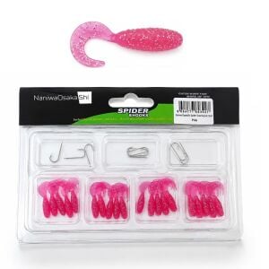 NaniwaOsakaShi Spider 2.5cm Orak Kuyruk 20 Silikon + 10 İğne LRF Yem Seti Pink
