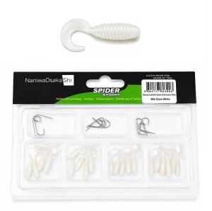 NaniwaOsakaShi Spider 2.5cm Orak Kuyruk 20 Silikon + 10 İğne LRF Yem Seti Milk Bone