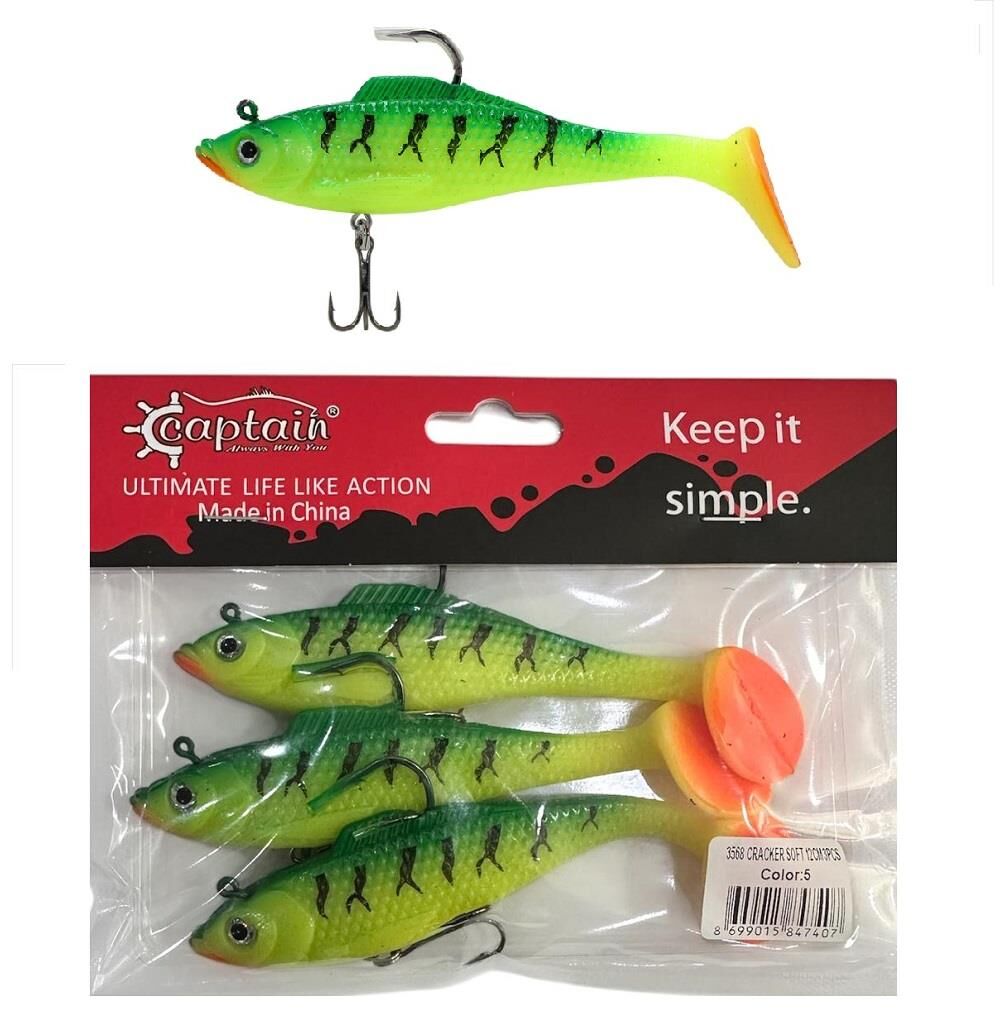 Captain 3568 Cracker Soft 12cm 26gr Turna Silikonu 3 Adet Color:5