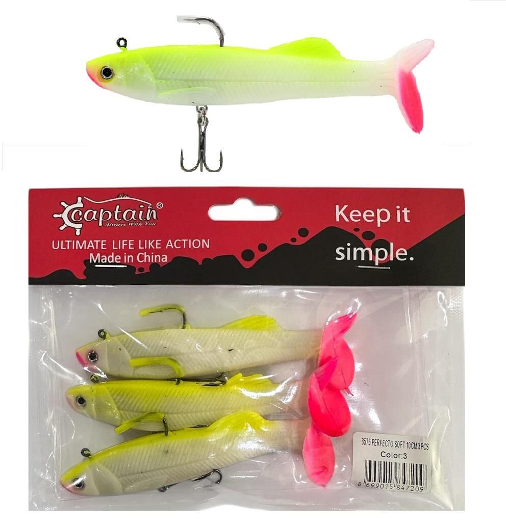 Captain 3575 Perfecto Soft 10cm Silikon Yem 3 Adet Color:3