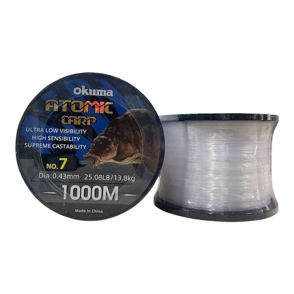 Okuma Atomic Carp 1000mt 0.43mm Bobin Sazan Misinası Şeffaf