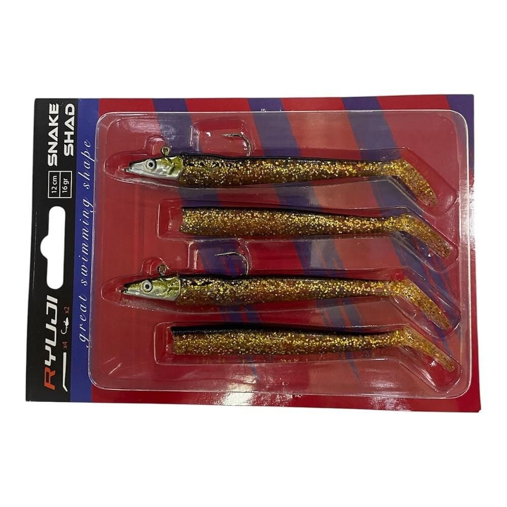 Ryuji Snake Shad 12cm 16gr (2 Jighead + 4  Silikon) 09 Black Gold