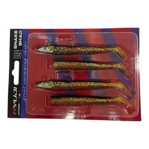 Ryuji Snake Shad 12cm 16gr (2 Jighead + 4  Silikon) 09 Black Gold