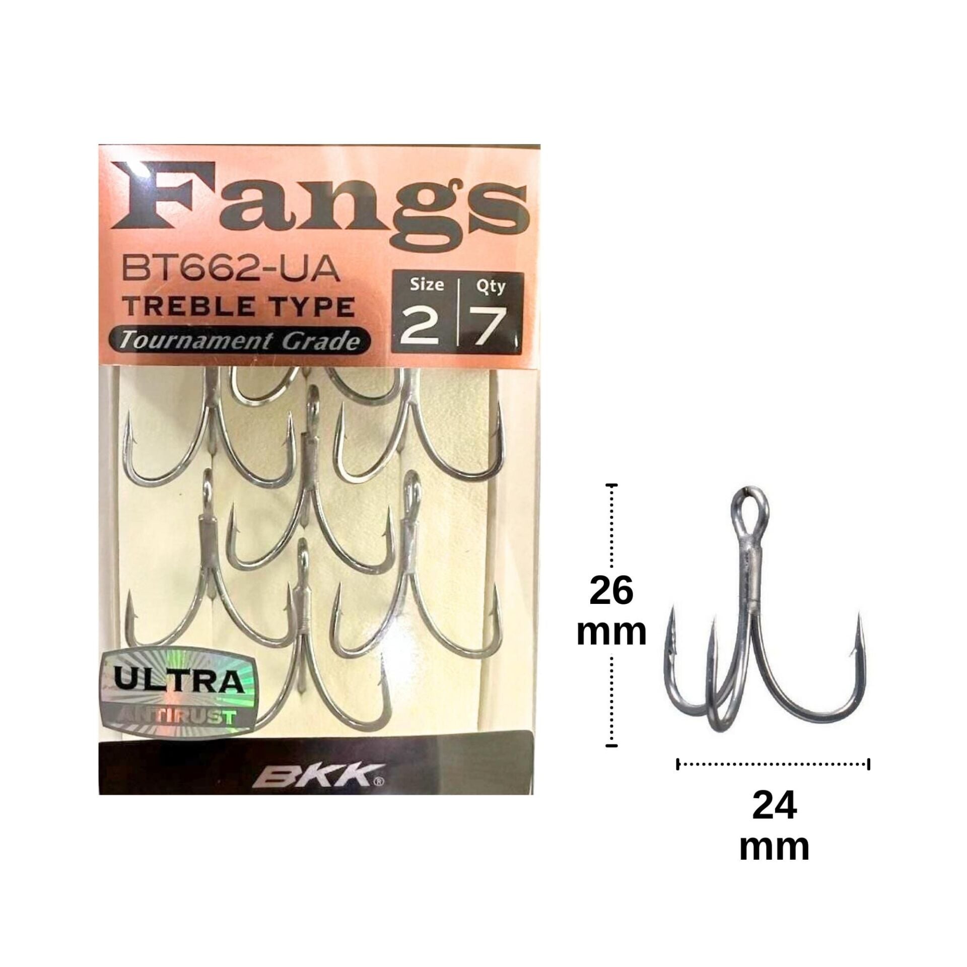BKK Fangs-62 UA No:2 Üçlü Olta İğnesi 7 Adet