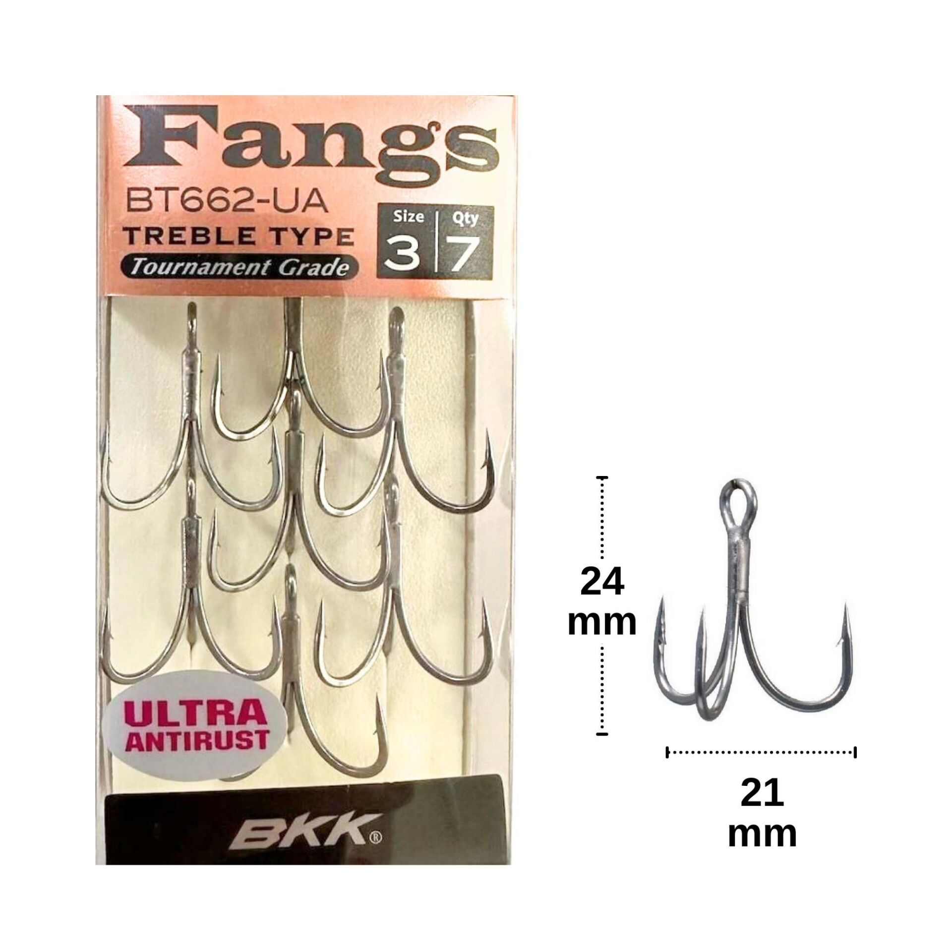BKK Fangs-62 UA No:3 Üçlü Olta İğnesi 7 Adet
