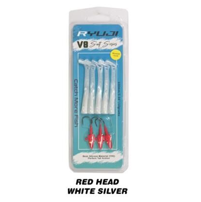 Ryuji V8 10cm 10gr Silikon Yem (3+5) Red Head White Silver