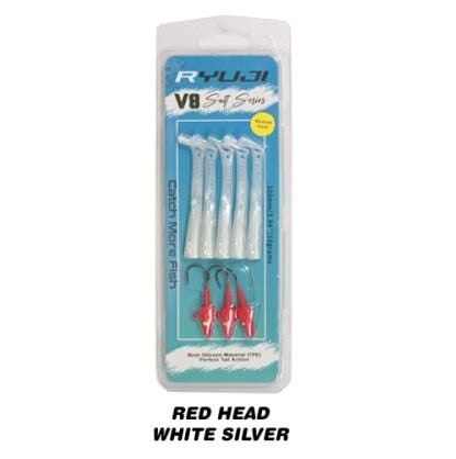 Ryuji V8 10cm 10gr Silikon Yem (3+5) Red Head White Silver