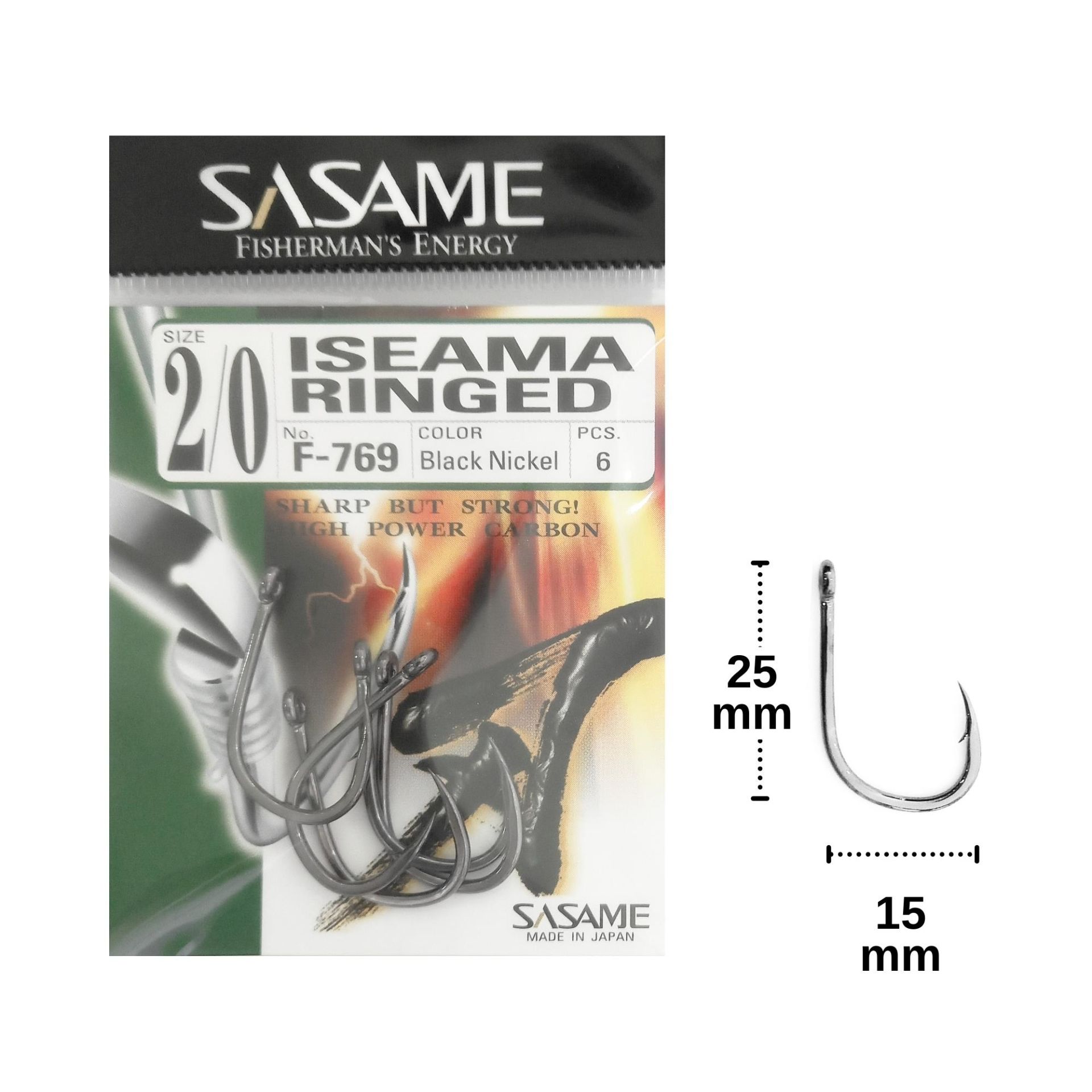 Sasame F-769 No:2/0 İseama Ringed Olta İğnesi 6 Adet