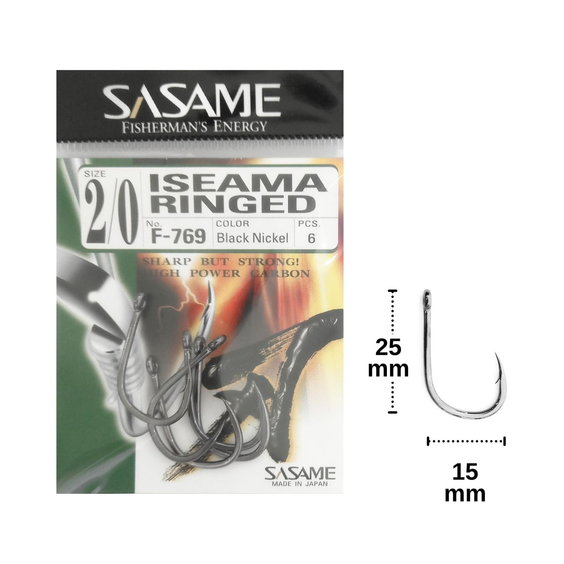 Sasame F-769 No:2/0 İseama Ringed Olta İğnesi 6 Adet