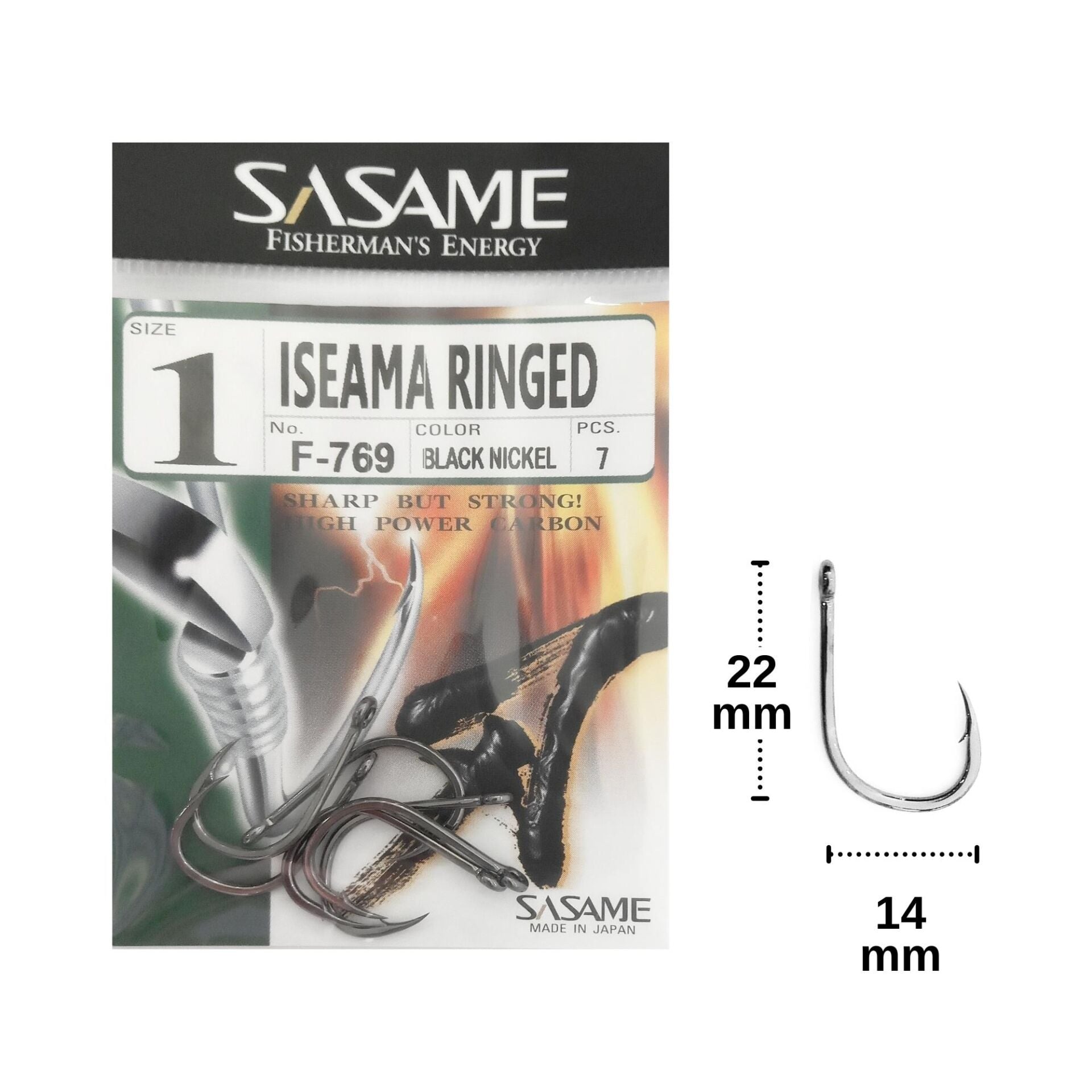 Sasame F-769 No:1 İseama Ringed Olta İğnesi 7 Adet