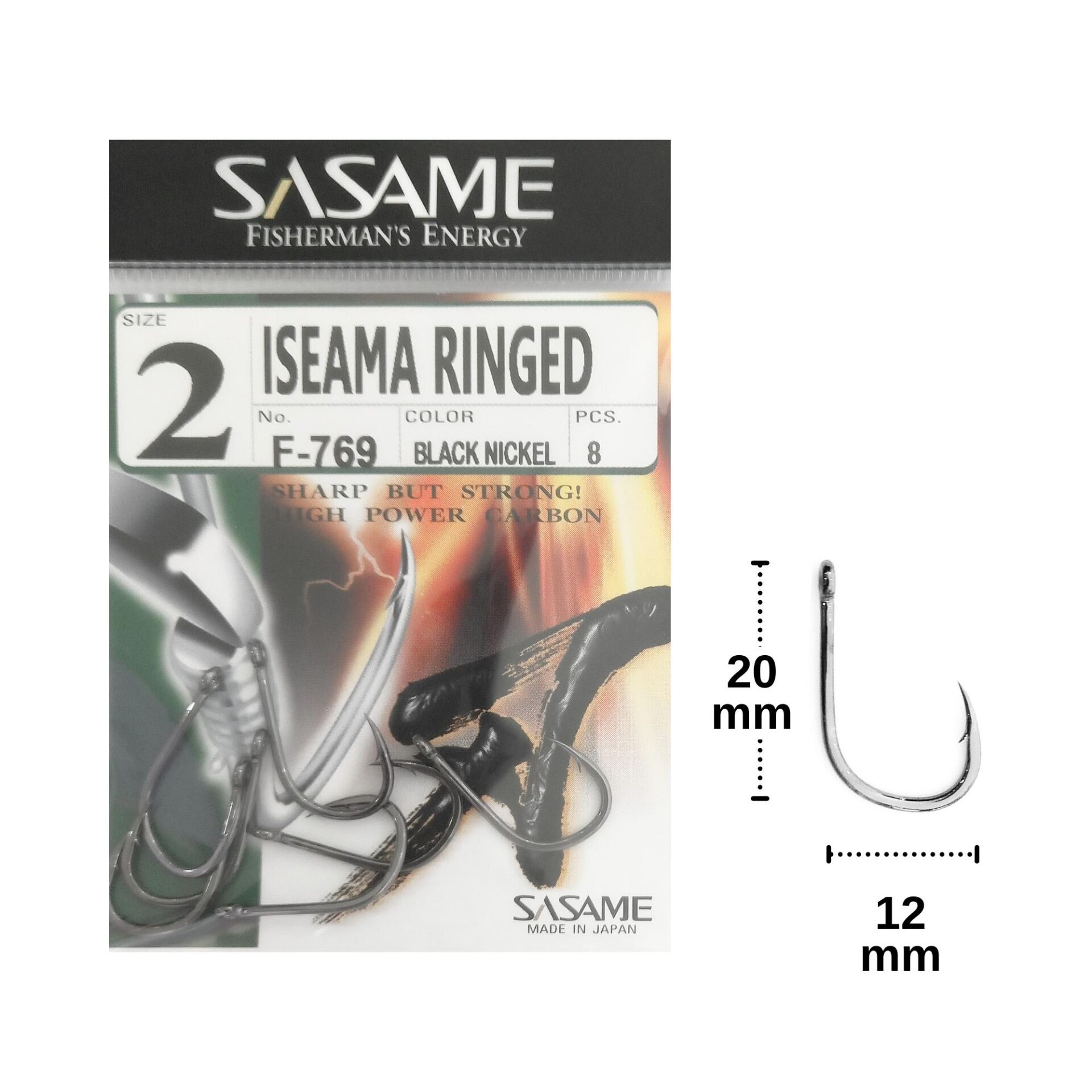 Sasame F-769 No:2 İseama Ringed Olta İğnesi 8 Adet