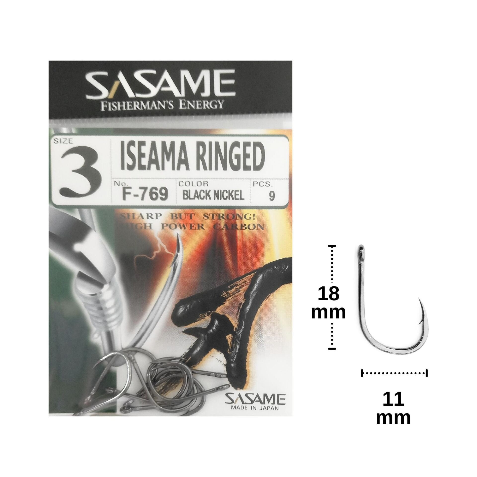 Sasame F-769 No:3 İseama Ringed Olta İğnesi 9 Adet