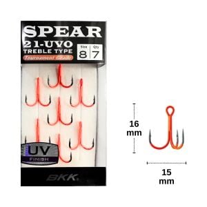 BKK Spear-21 UVO No:8 Üçlü Olta İğnesi 7 Adet