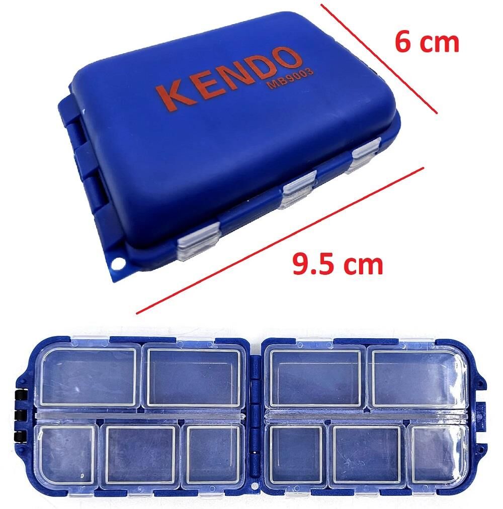 Kendo 10 Gözlü Dikdörtgen İğne ve Klips Kutusu Mavi