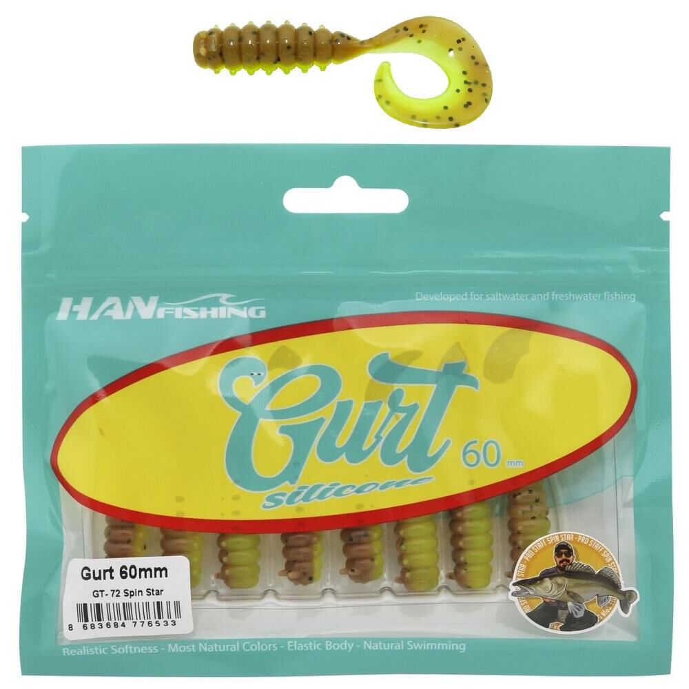 Hanfish Gurt 60 6cm Silikon Yem 8 Adet GT72 Spin Star