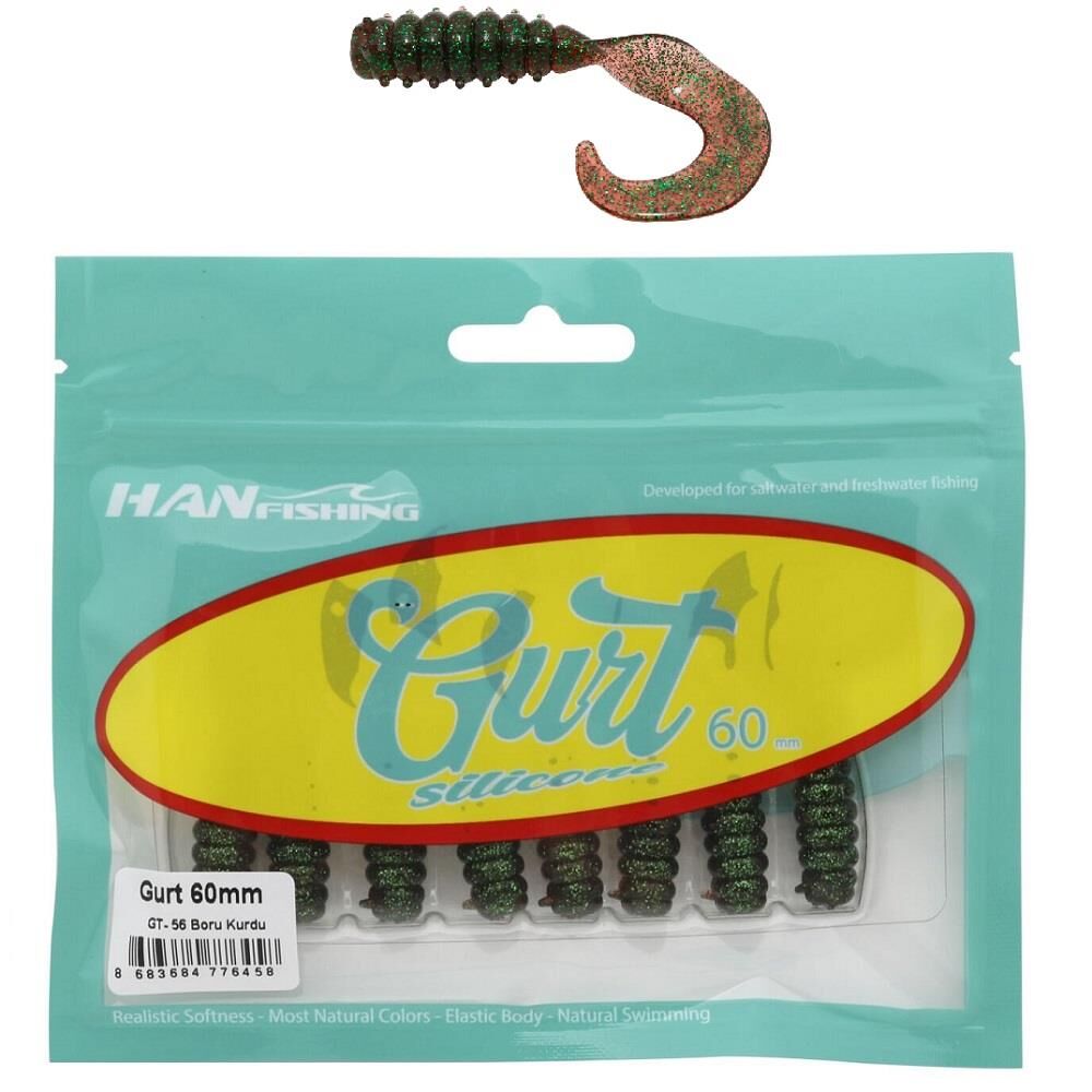 Hanfish Gurt 60 6cm Silikon Yem 8 Adet GT56 Boru Kurdu