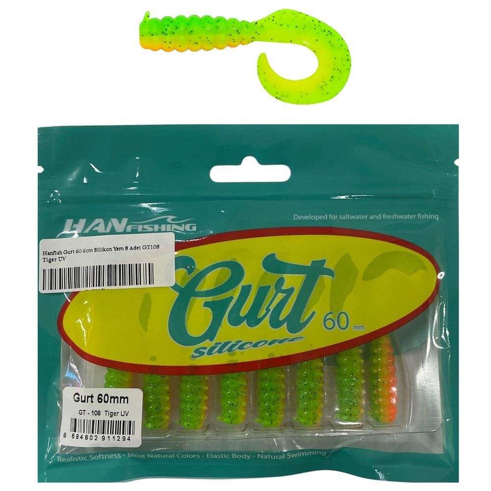 Hanfish Gurt 60 6cm Silikon Yem 8 Adet GT108 Tiger UV