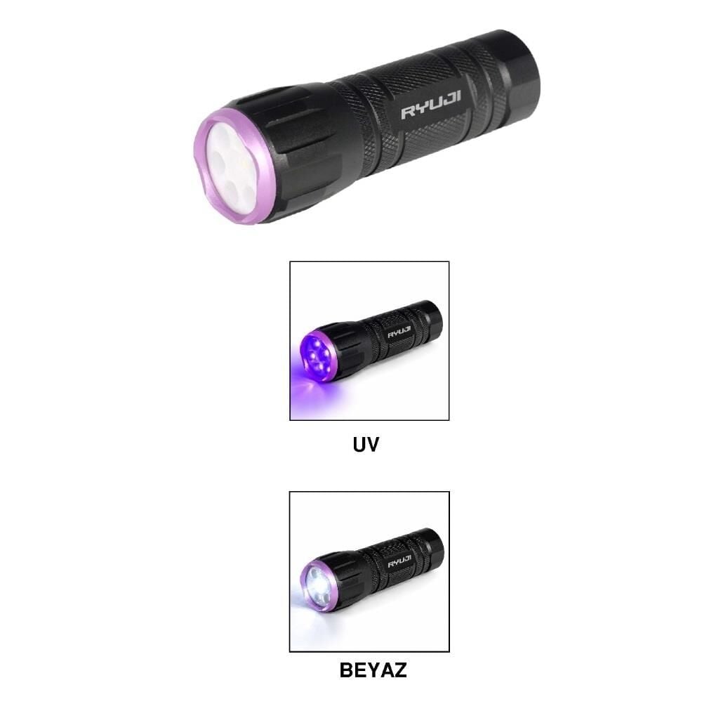 Ryuji UV ve Beyaz Renk 120 Lümen 10cm Pilli El Feneri