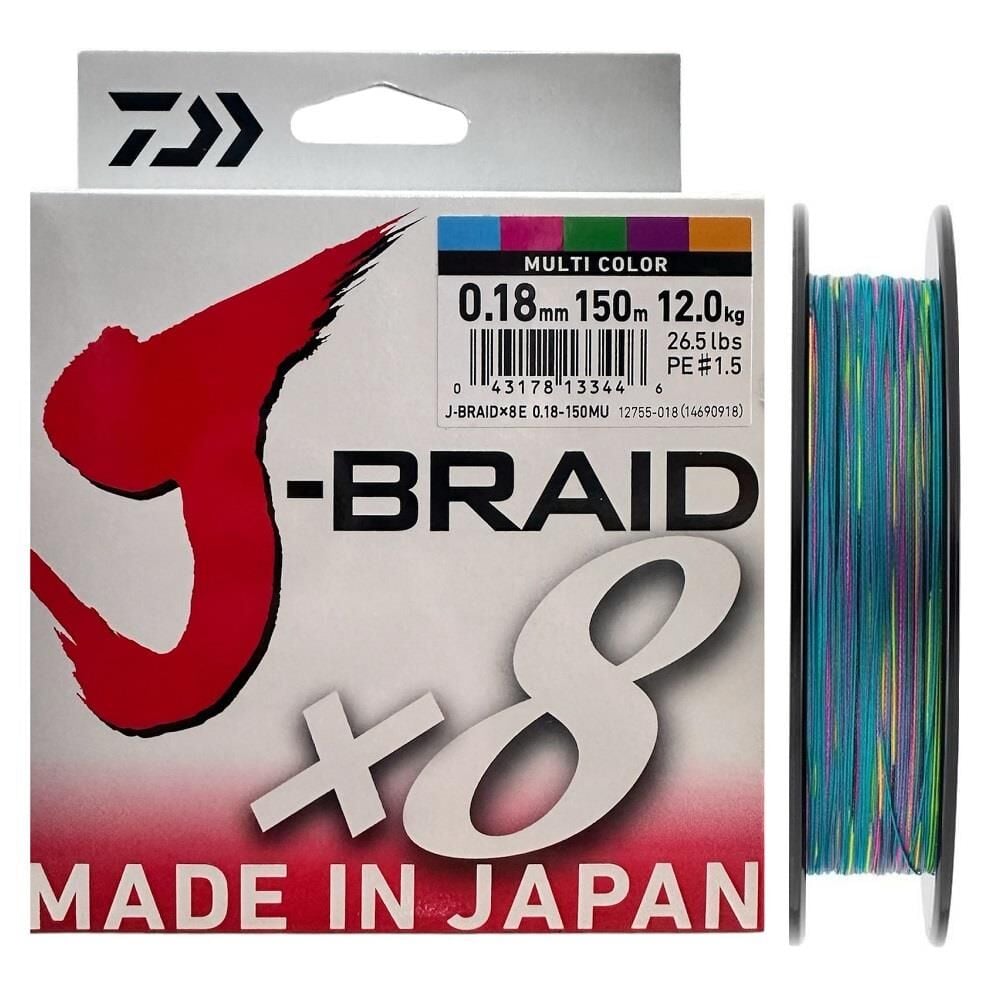 Daiwa J-Braid 8X Multi Color 150 mt 0.18 mm İp Misina