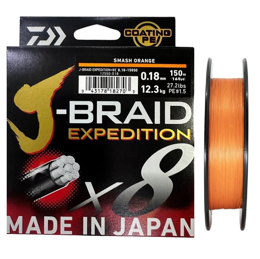 Daiwa J-Braid Expedition 8X 150m 0.18mm İp Misina Smash Orange