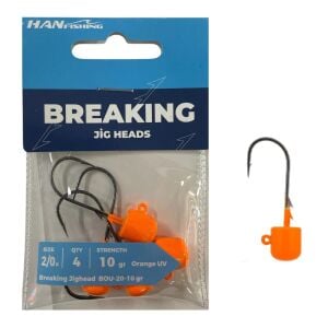 Hanfish Breaking Orange UV BOU Jig Head Zoka 10gr No:2/0 (4 Adet)