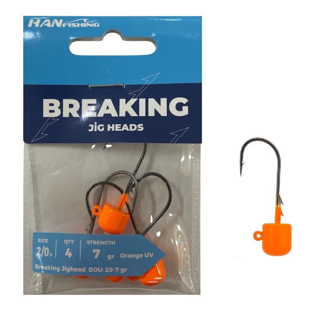 Hanfish Breaking Orange UV BOU Jig Head Zoka 7gr No:2/0 (4 Adet)