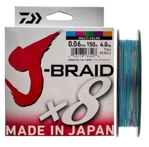 Daiwa J-Braid 8X Multi Color 150 mt 0.06 mm İp Misina