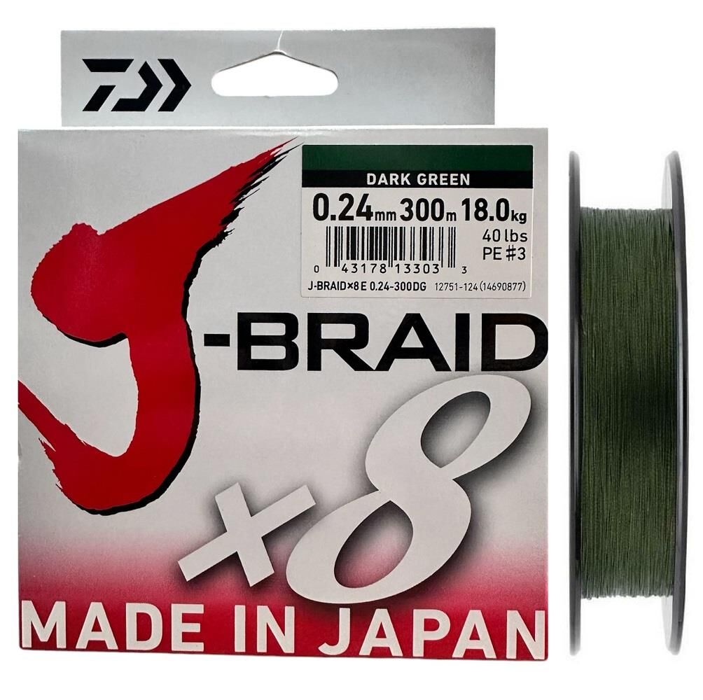 Daiwa J-Braid 8X Dark Green 300 mt 0.24 mm İp Misina