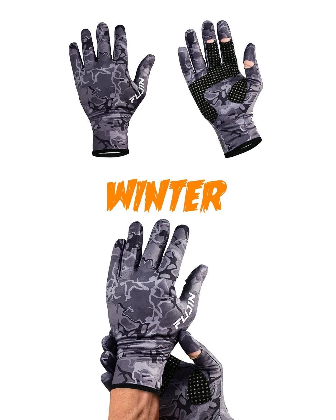 Fujin Pro Angler Winter Gloves M/L Balıkçı Eldiveni Black Camo