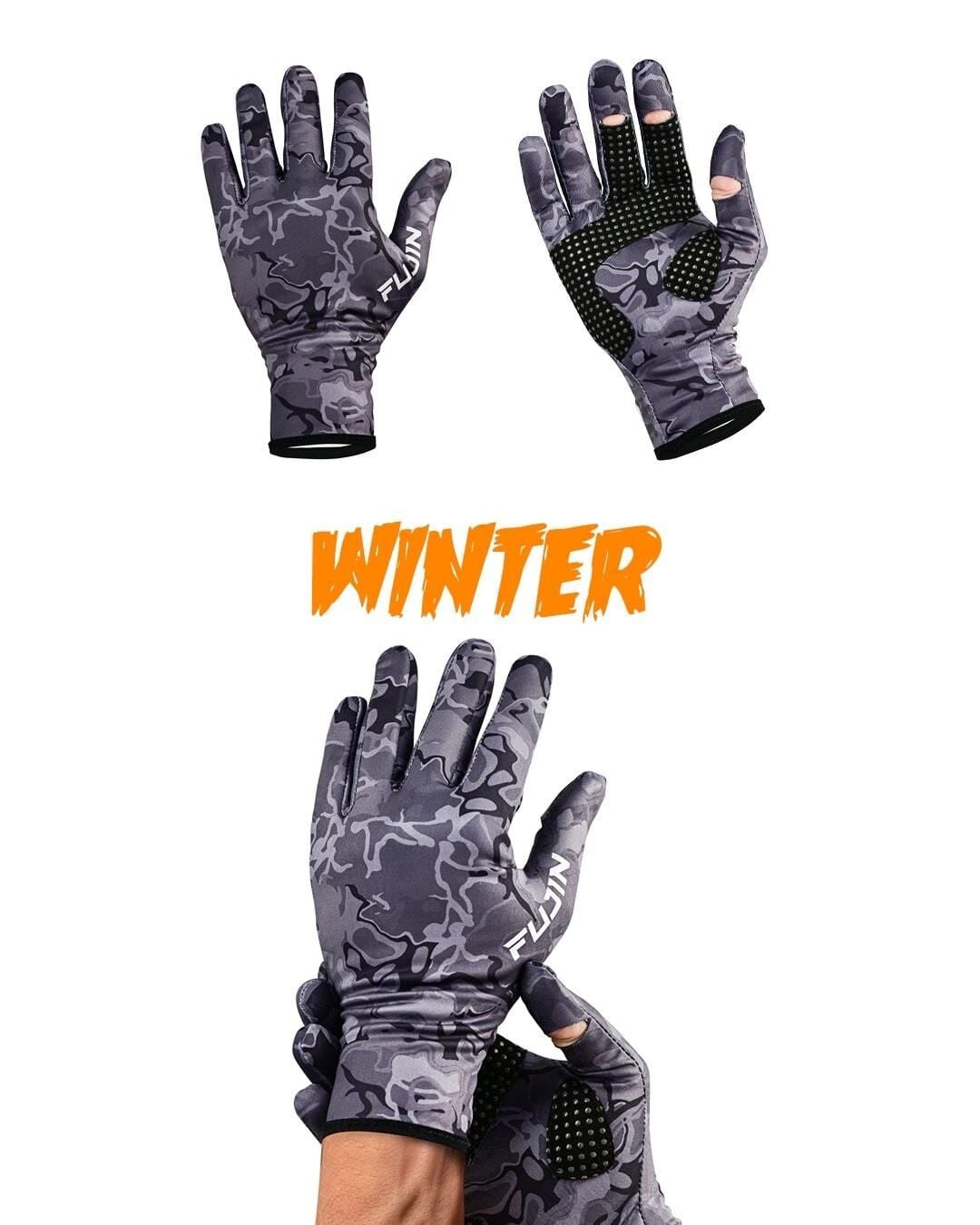 Fujin Pro Angler Winter Gloves M/L Balıkçı Eldiveni Black Camo