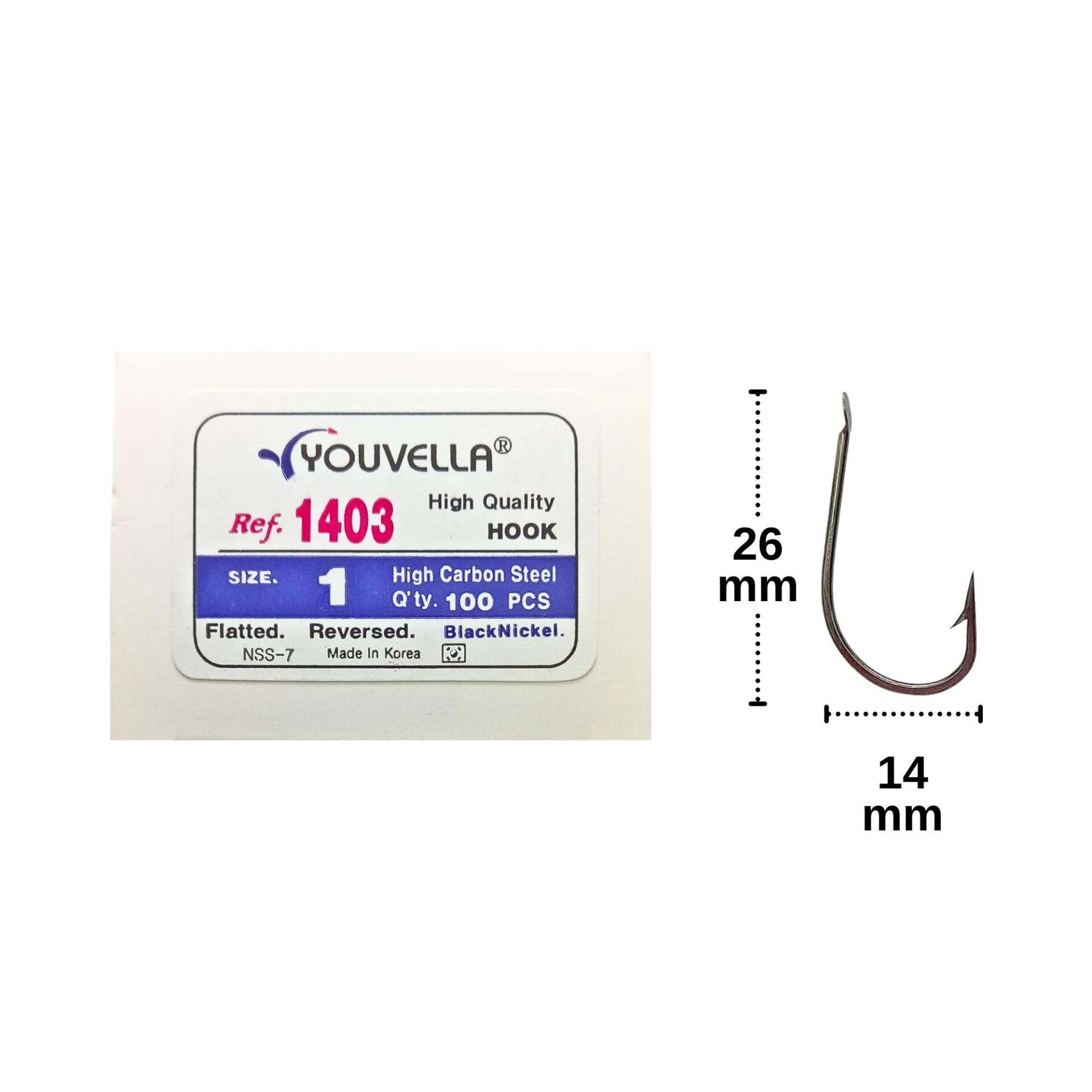 Youvella 1403 No:1 Kore Olta İğnesi Siyah Nikel 100 Adet