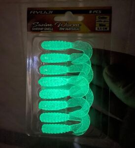 Ryuji Swim Worm 5.5cm 1.5gr Kokulu LRF Silikon Yem 8 Adet White Glow