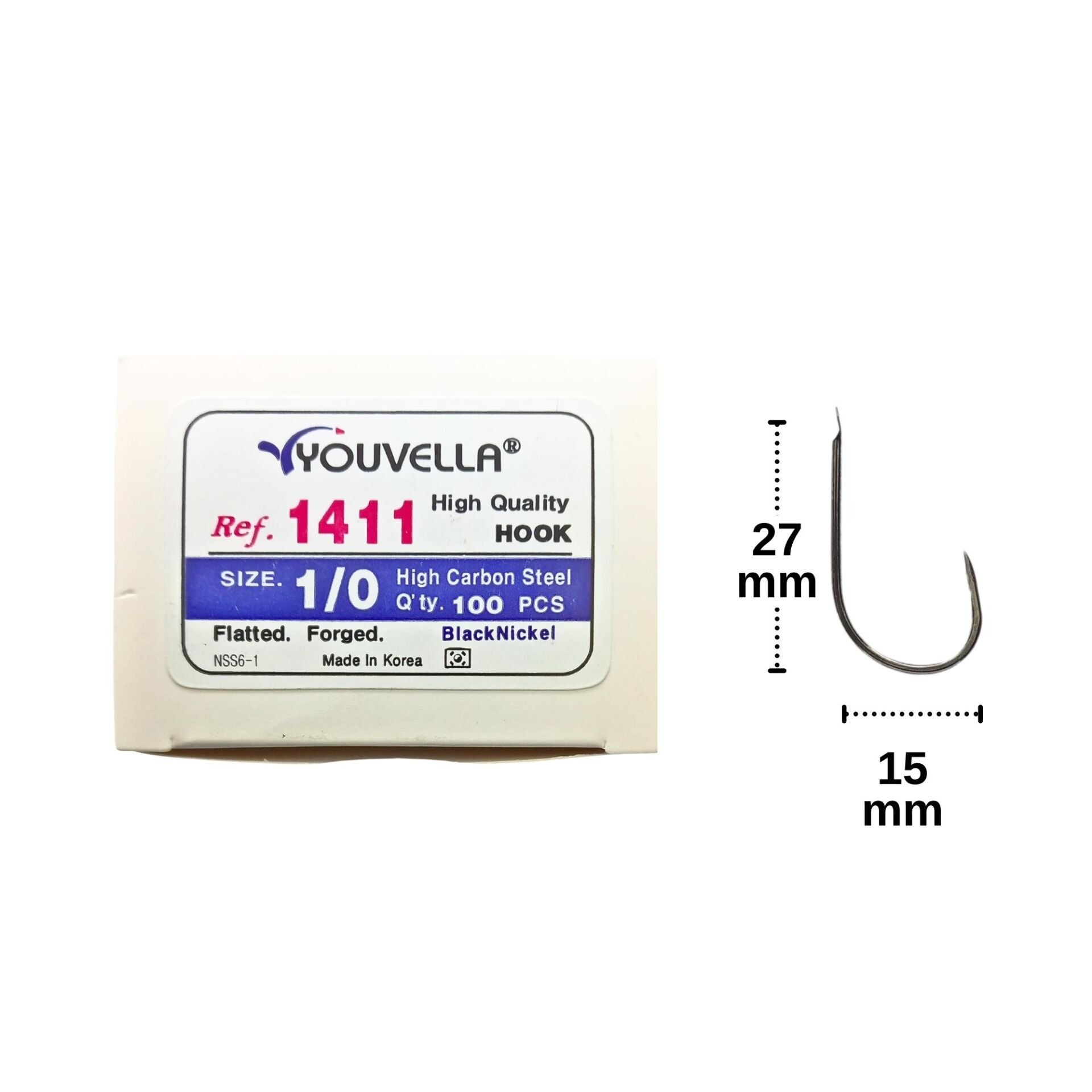 Youvella 1411 No:1/0 Kore Olta İğnesi Siyah Nikel 100 Adet