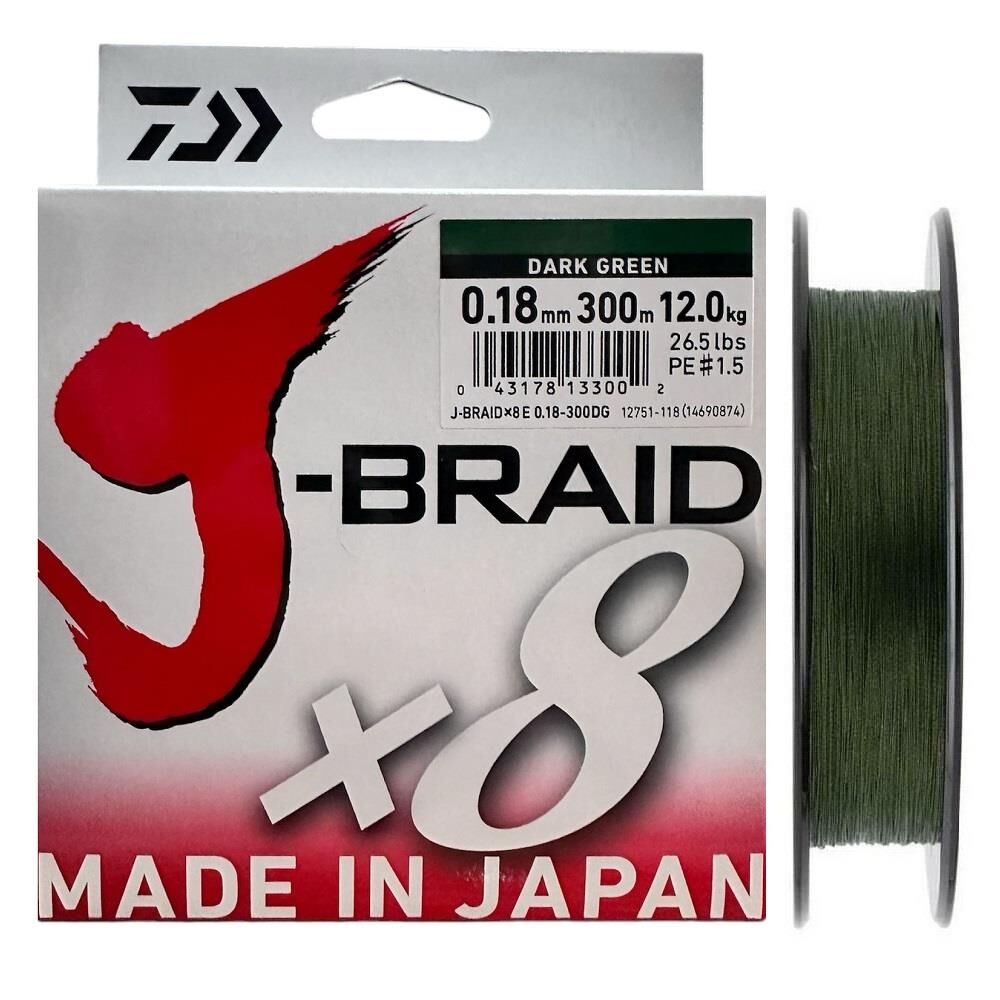 Daiwa J-Braid 8X Dark Green 300 mt 0.18 mm İp Misina